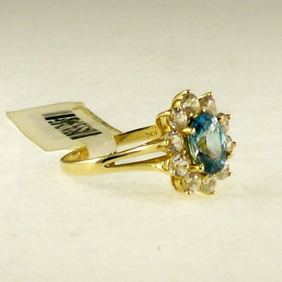 New 10K Gold Blue White Zircon *Ring